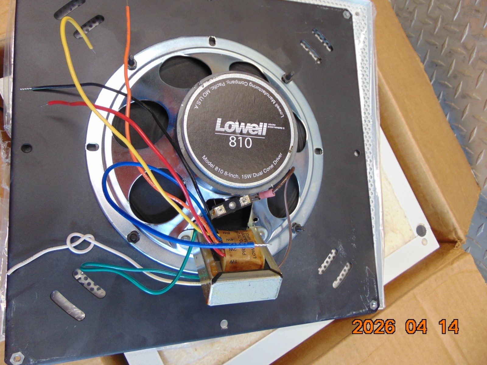 Lowell 810 Speaker Square 8-inch 15W Dual Cone Driver – missing screws