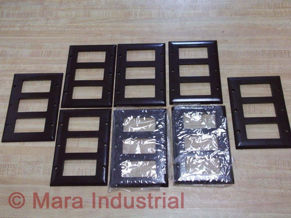 Slater Brown 3 Gang Wall Plate Electrical Pack of 8
