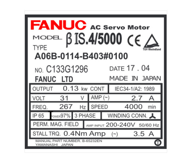 Used 100% test FANUC A06B-0114-B403#0100 by DHL or EMS