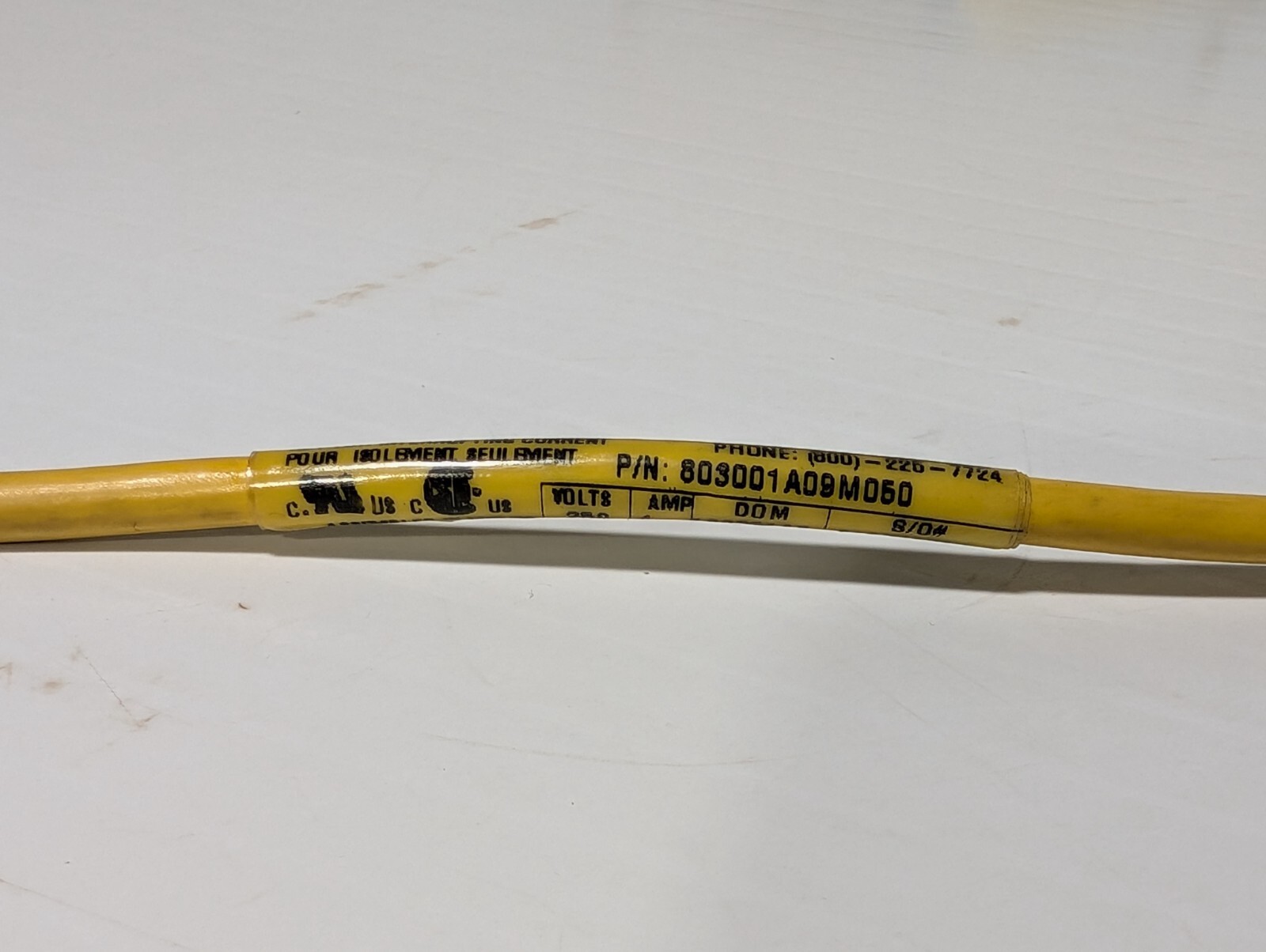 Lot of 2 Woodson 803001A09M050 Cordset 16.4′ L, M12(F) to Open Leads, 250VACVDC