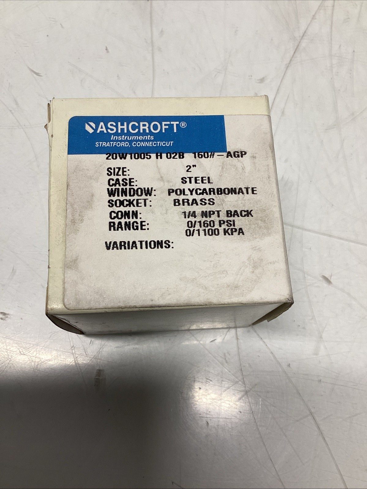 ASHCROFT 20W1005H02B160 0-160PSI T-196