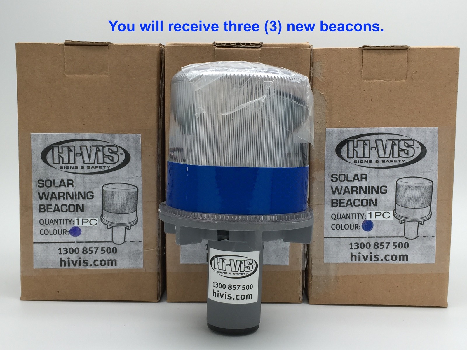 HI-VIS Solar Warning Beacon LED Emergency Flashing Light Lamp BLUE x3