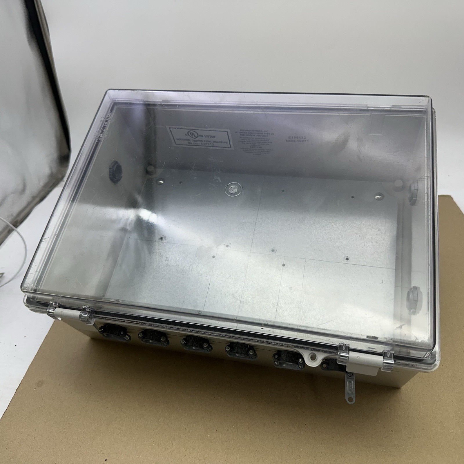 Bud Industries NBB-10273 Light Gray Style B Plastic Indoor Box with Clear Door