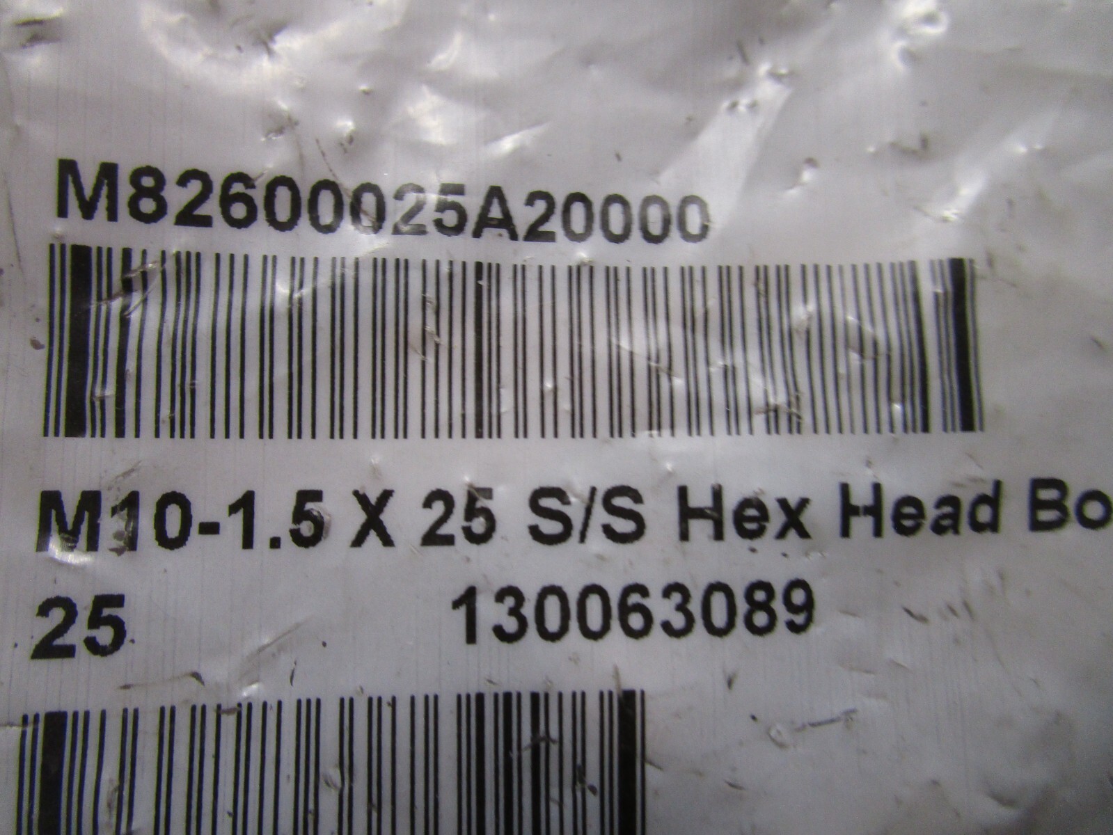 M10-1.5 x 25mm DIN 933 A2-70 Stainless Steel Hex Cap Screw QTY 25