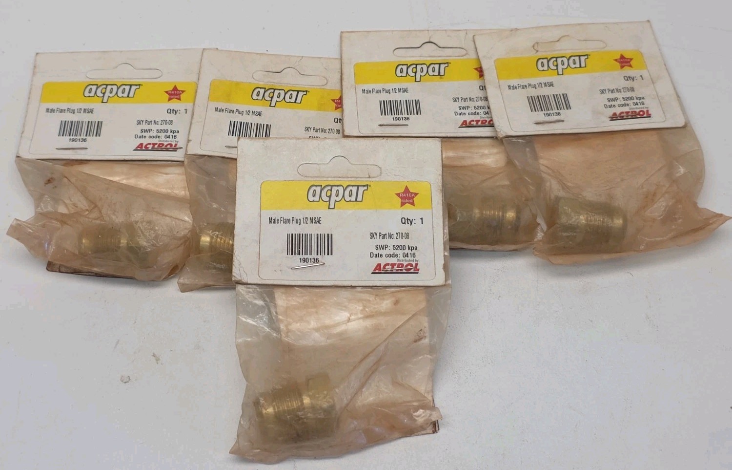 5x Sky Refrigeration 270-08 Male Flare Plug 1/2 M SAE Acpar 190136