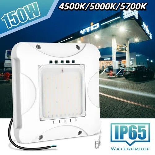 150W LED Gas Station Canopy Light Dusk-to-Dawn Carport Fixture (5700/5000/4500K)