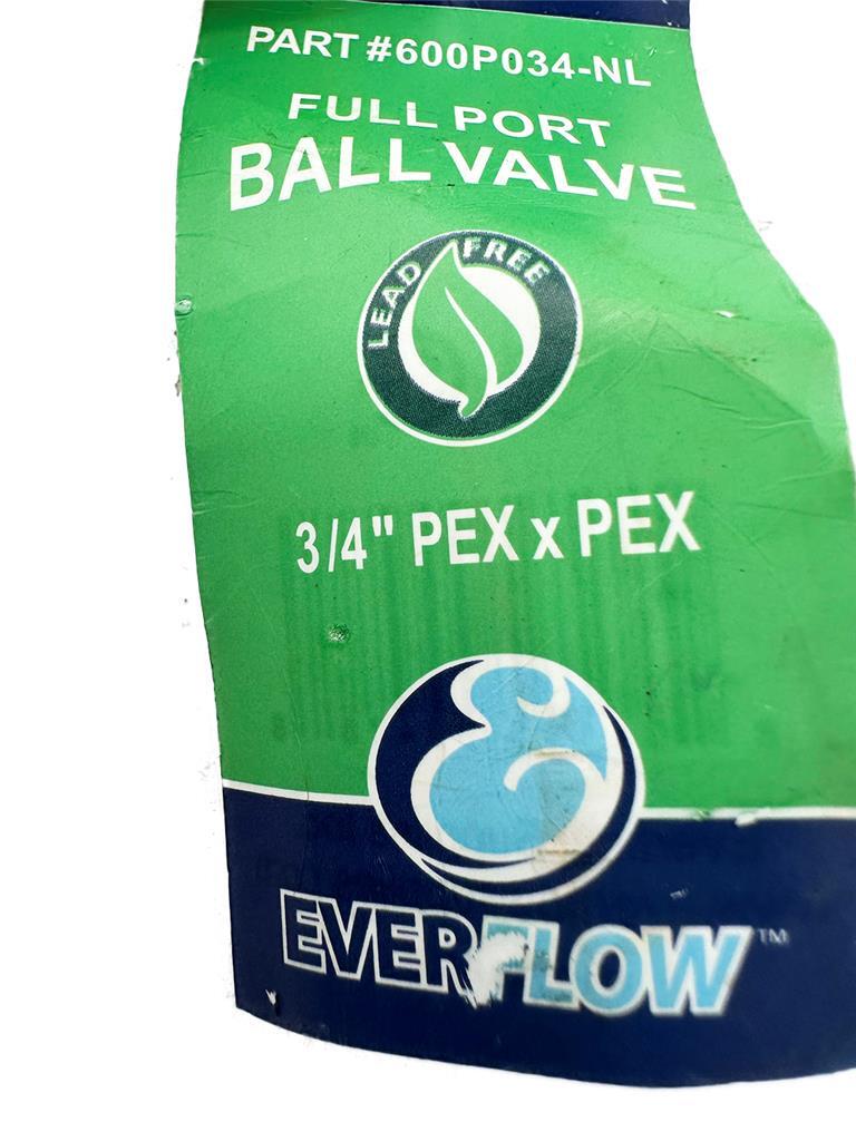 EverFlow Full Port Ball Valve 600P034-NL 3/4″ NEW FREE FAST SHIP