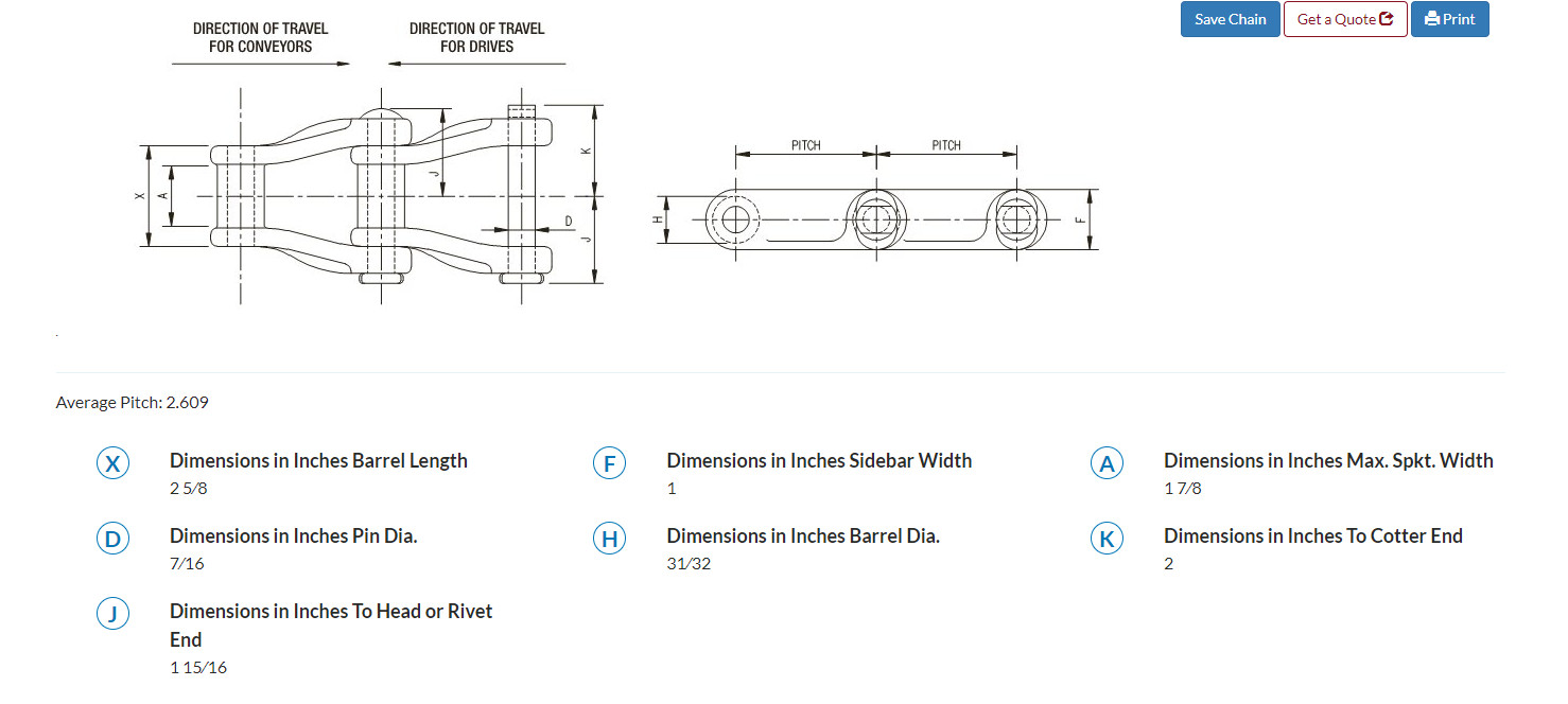 12.5ft H85 Drag/Mill Chain