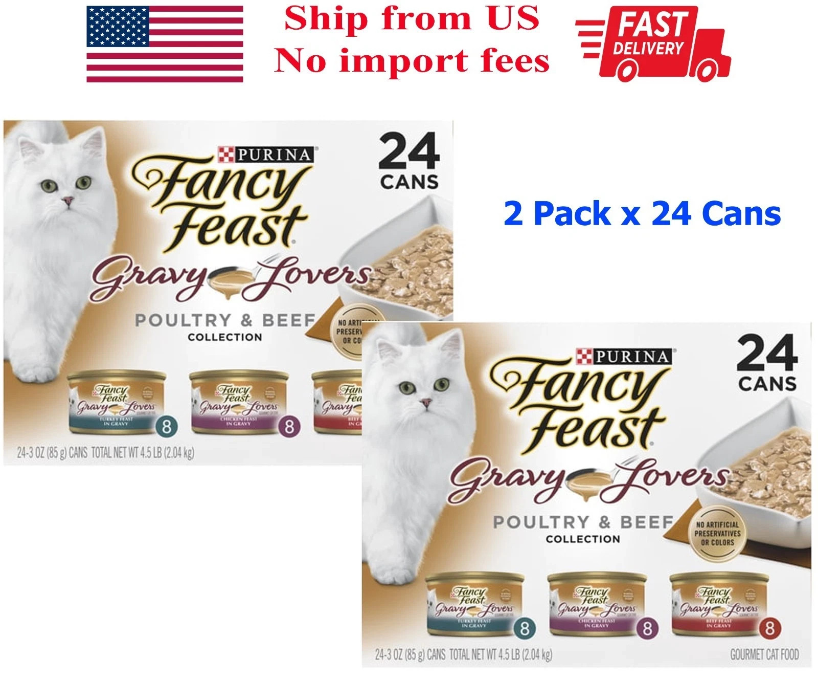 Purina Fancy Feast Gravy Lovers Food, Wet Cat Food Collection, 3 oz Cans 48 Pack