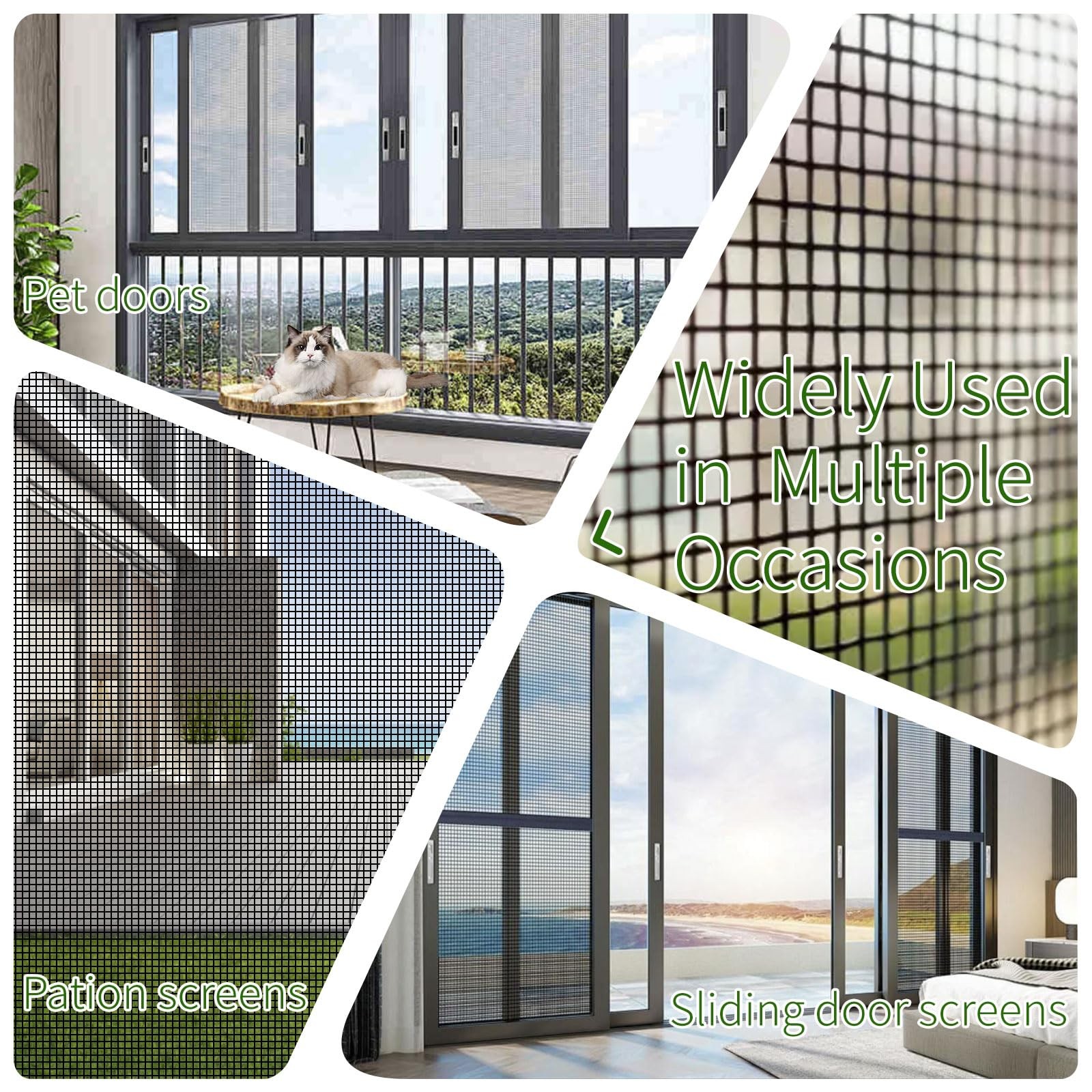 Fiberglass Window Screen Replacement Mesh 48″ x 50′ Black for House Door