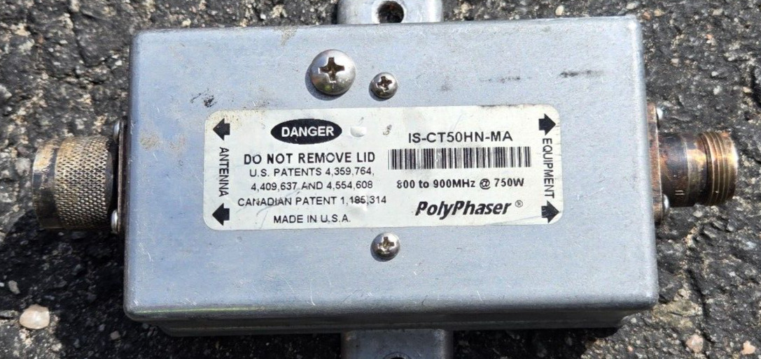 Used Polyphaser IS-CT50HN-MA 800-900MHz Type N Female / Type N Male