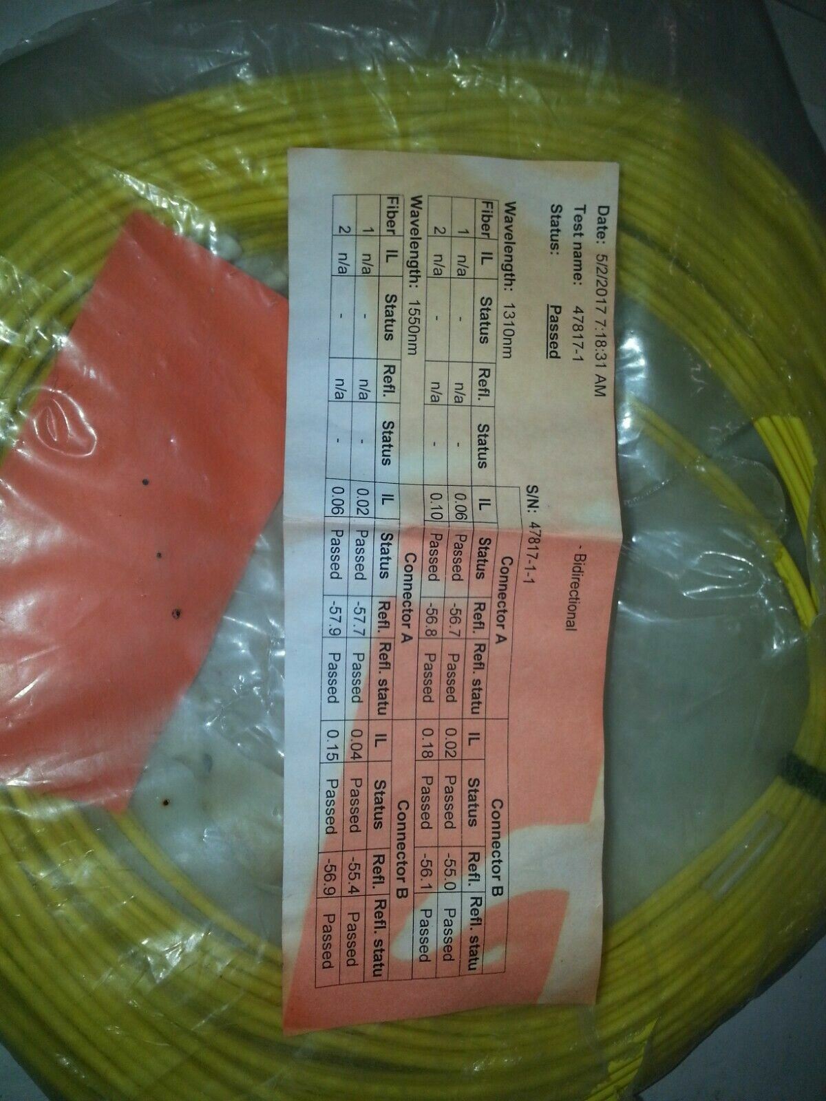BIDIRECTIONAL 47817-1-1 1310NM FIBER OPTIC CABLE BLUE CONNECTORS