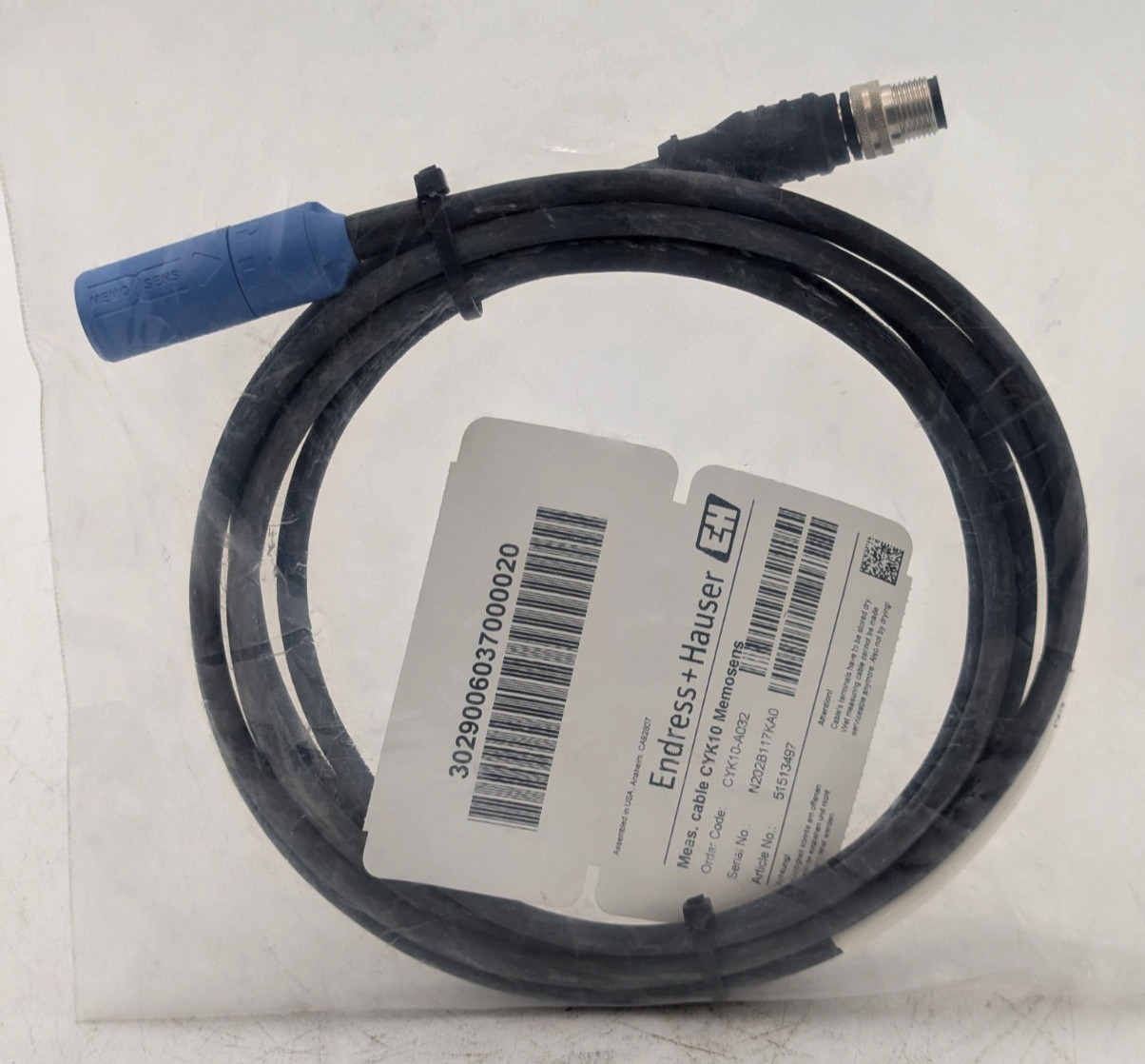 Endress+Hauser CYK10-A032 Digital Measuring Cable, 3 Meter, M12 Plug, Memosens