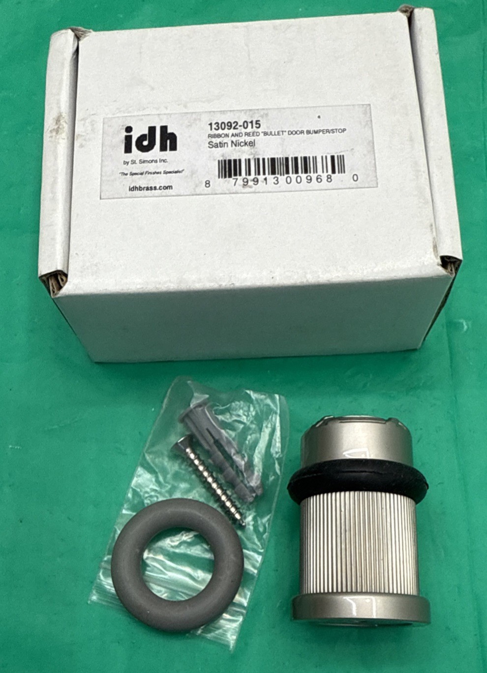 NOS Bullet Door Bumper/Stop, Floor-Mount, Satin Nickel Over Brass 2.06-H 1.38-D