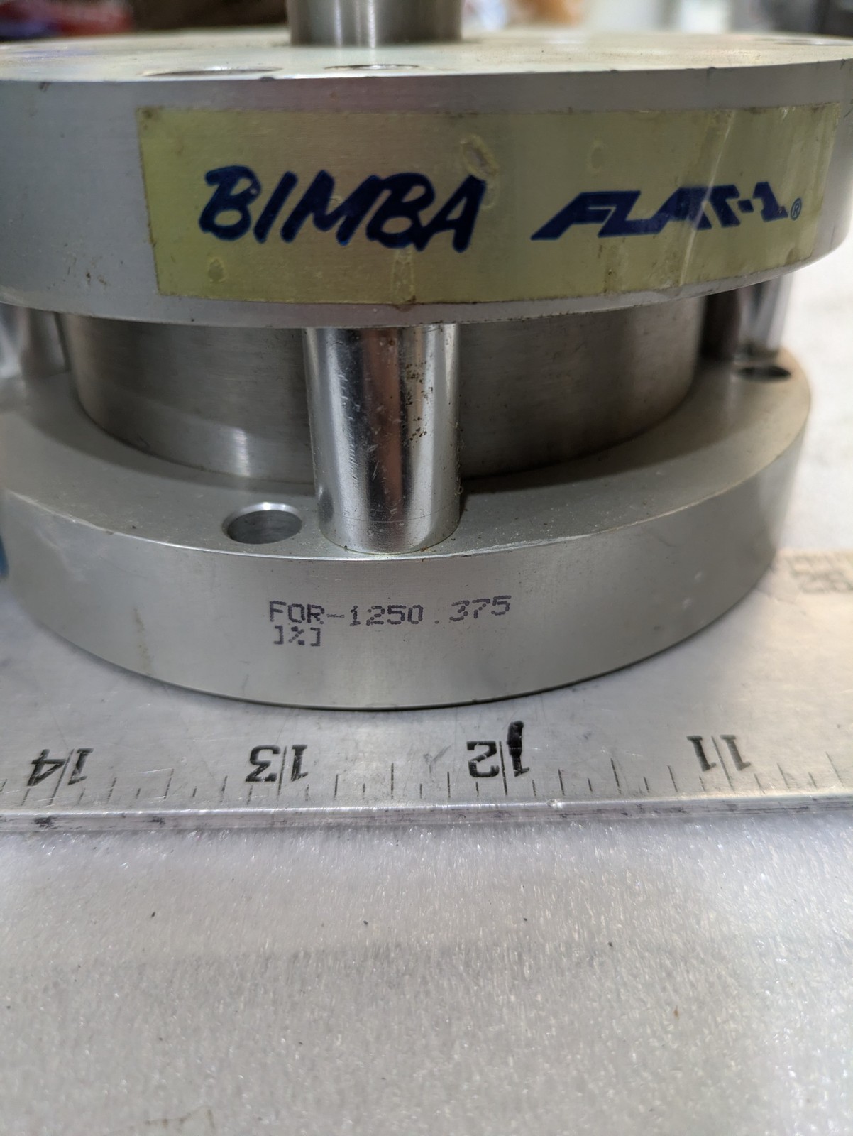 Bimba FOR-1250.375 Flat-1 Air Cylinder Reverse Acting 4in Bore 3/8in Stroke