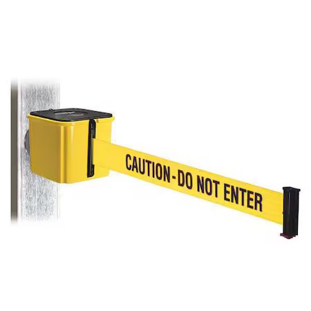 Retracta-Belt Wh412yw20-Cau-Mm Belt Barrier, Yellow, Magnet, 20Ft.L