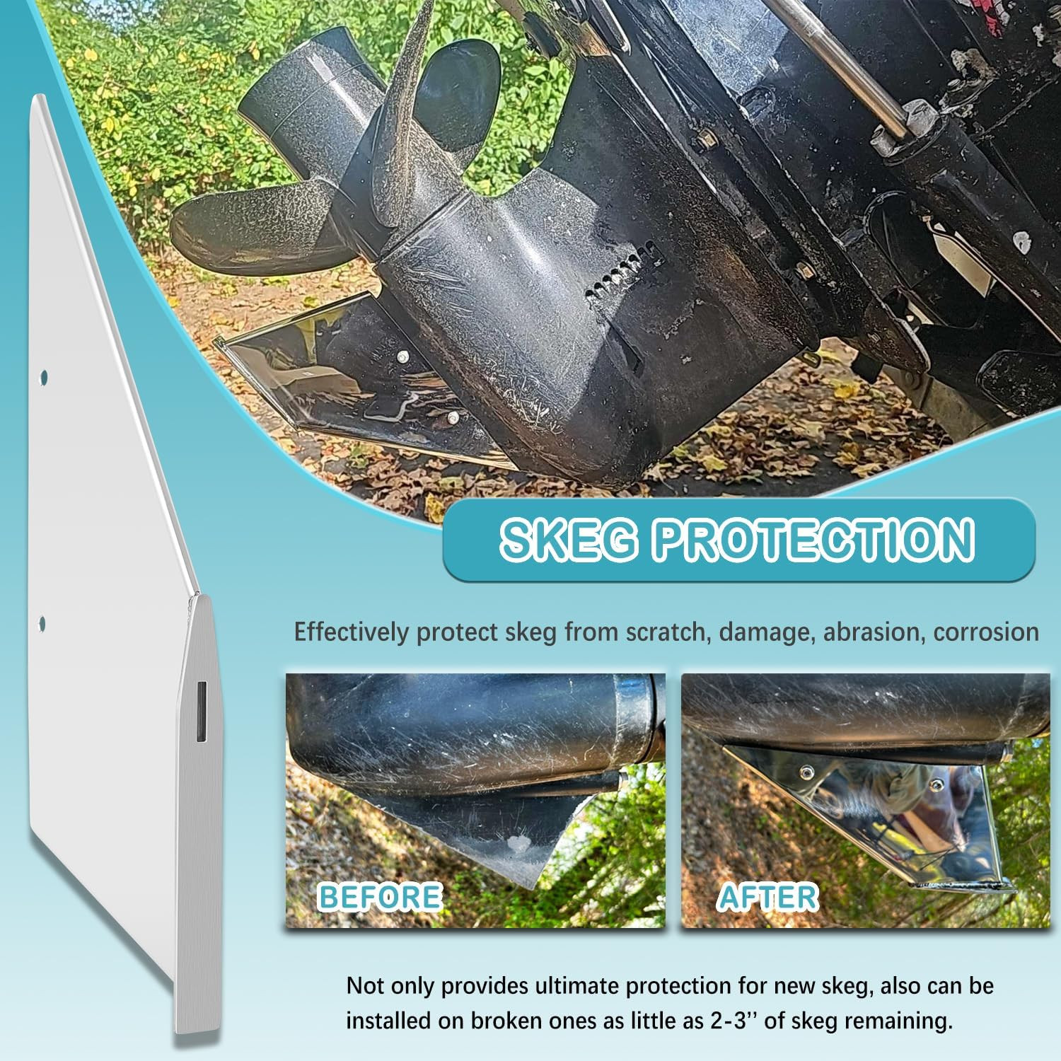 27051 Skeg Guard Skeg Protector Stainless Steel Kit Fits for Mercury Mercruiser