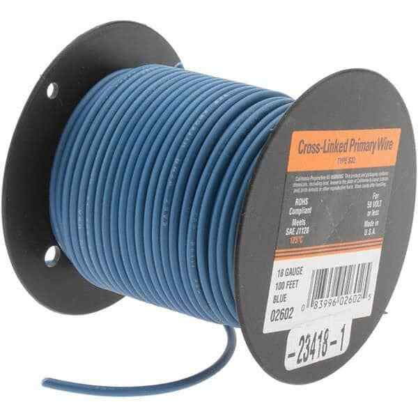 EastPenn -23419 18 AWG, 100′ OAL, Hook Up Wire Blue Polyethylene Jacket