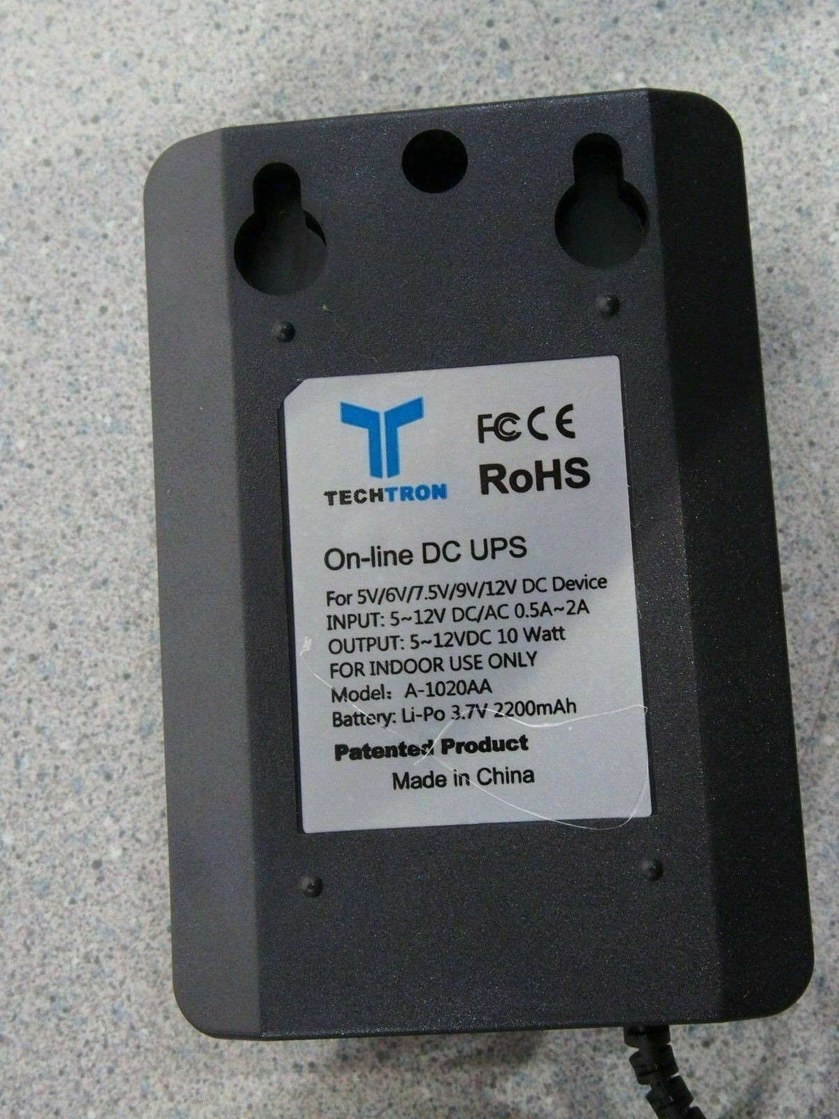 TechTron 5-12V Mini Online DC UPS A-1020AA In 5V – 12V Output 5V – 12VDC 10W