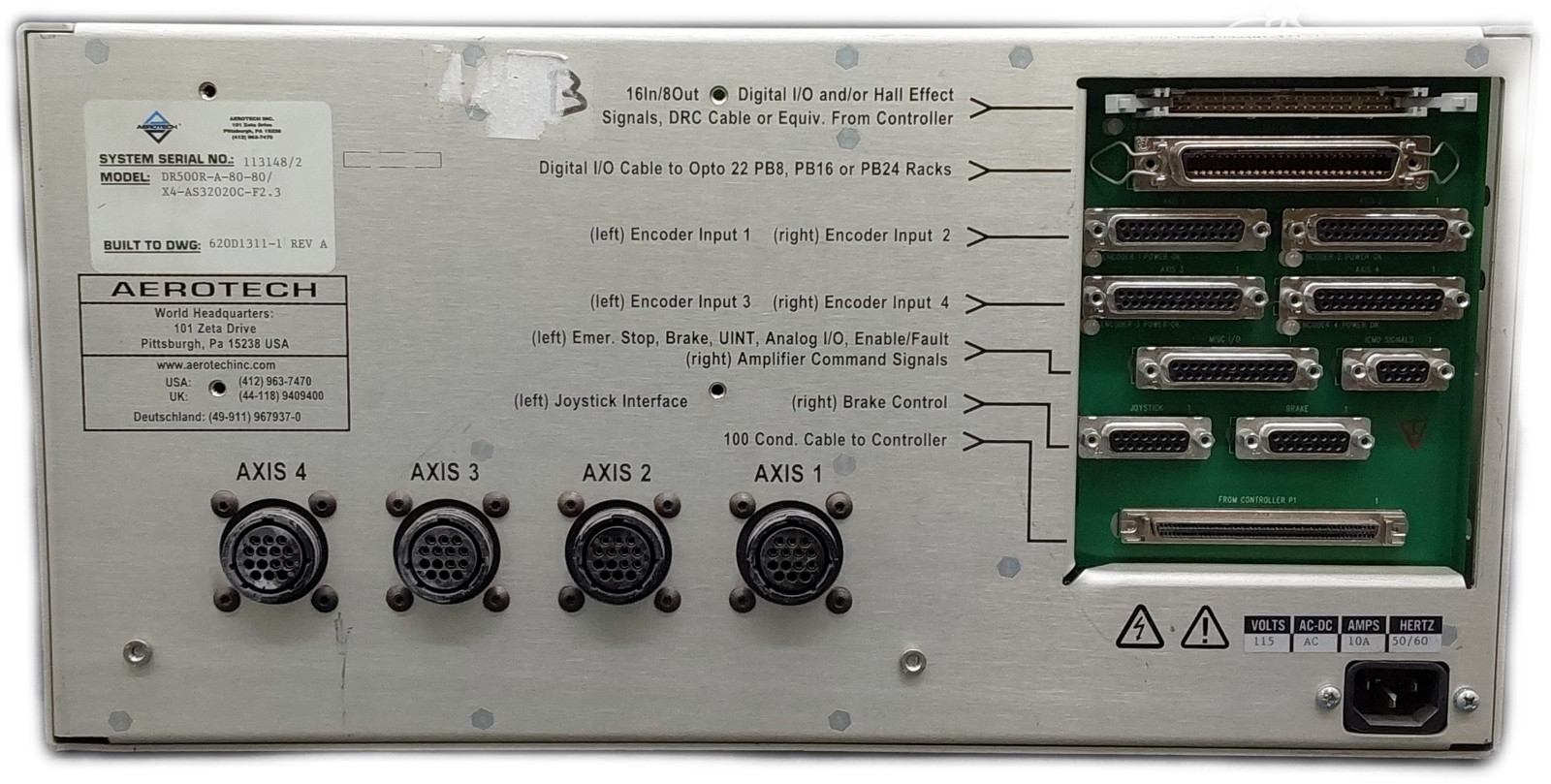 Aerotech DR500R-A-80-80 4-Axis Motion Controller with 4 Modules