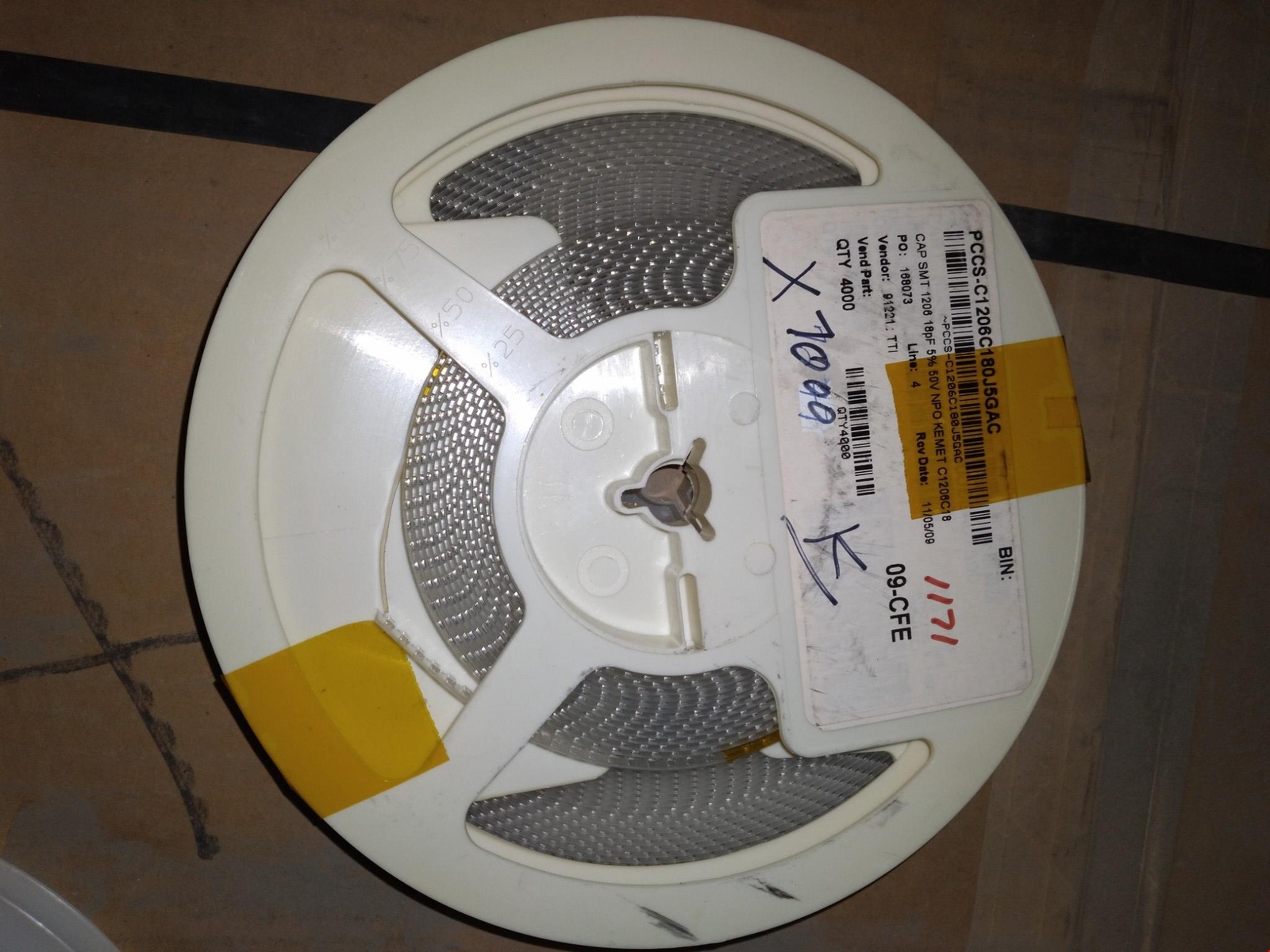 PCCS-C1206C180J5GAC CAP SMT 1205 18PF 5% 50V NPO KEMET SDM APPROX. LOT OF 7000