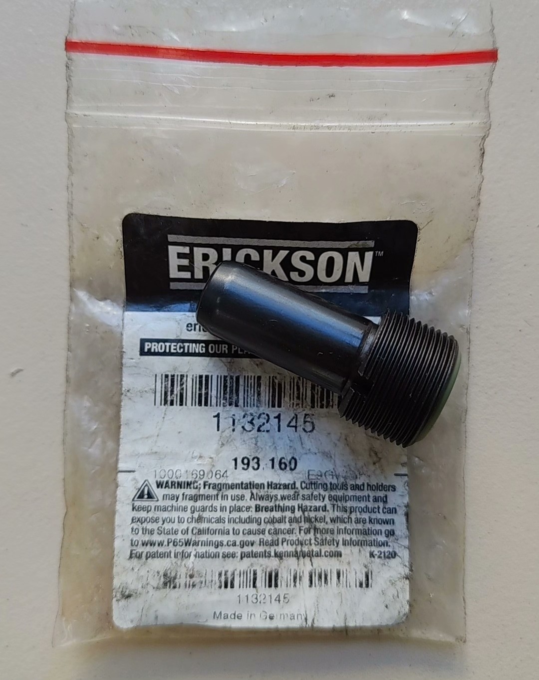 New ERICKSON 1132145 CNC Machine High Precision Coolant Transfer Attachment