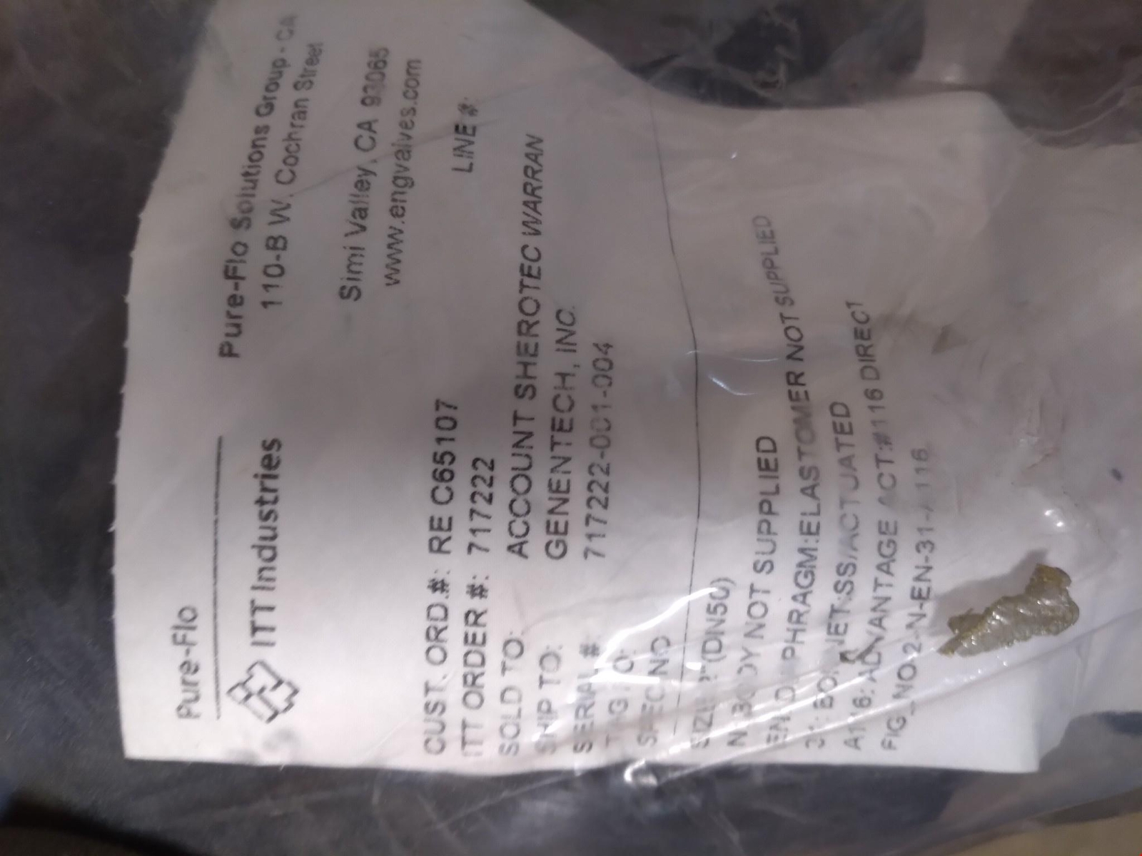 ITT INDUSTRIES 717222-001-004 2-N-EN-31-A116 2-A116 90PSI 6.2BAR