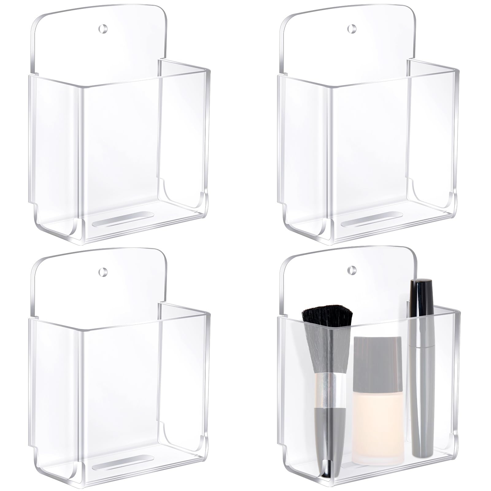 Gandeer 4 Pcs Acrylic Remote Control Holder Adhesive Wall Mount Transparent