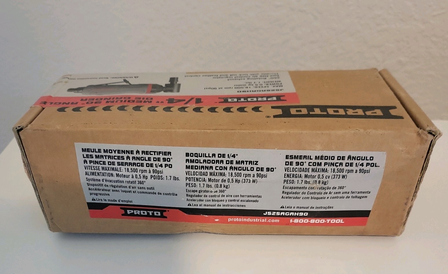 Proto J525AGAH90 1/4″ Pneumatic Air Die Grinder – 90 PSI Max 18,500 RPM 0.5 HP