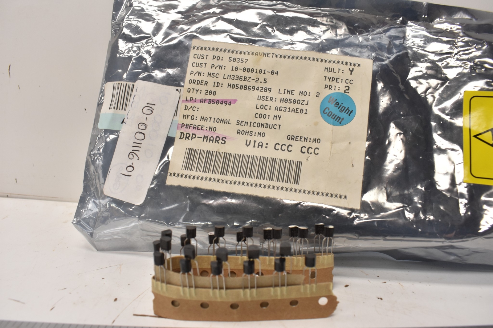 TEXAS INSTRUMENTS LM336BZ-2.5 VLTG REF DIODE 10-000101-04 QUANTITY 25 EACH