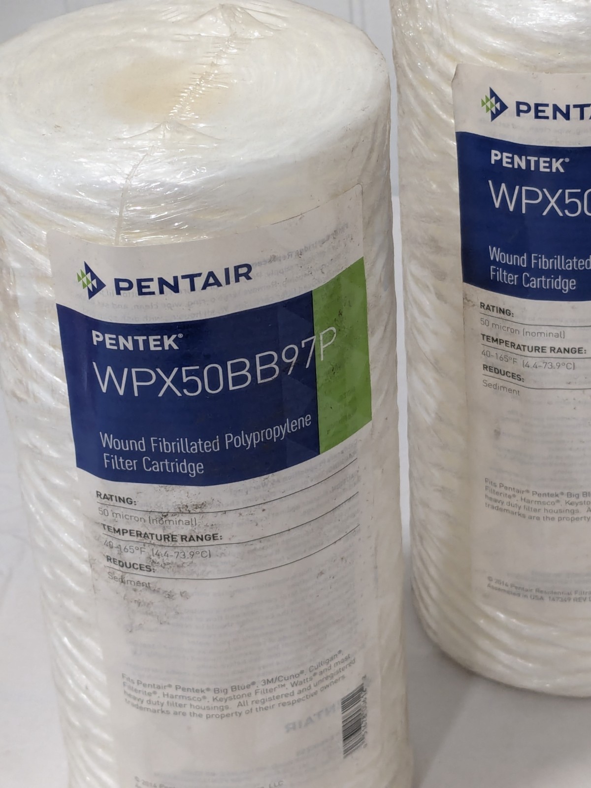 (4) Pentair Water Cartridge Filter: 4-1/2″ OD, 9-7/8″ L, 50 micron WPX50BB97P