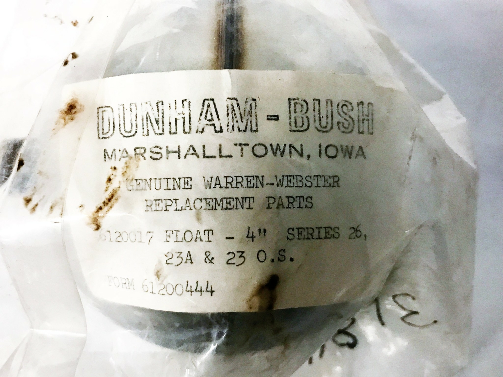 Dunham-Bush 4″ Stainless Steel Drip Trap Float 6120017 NOS