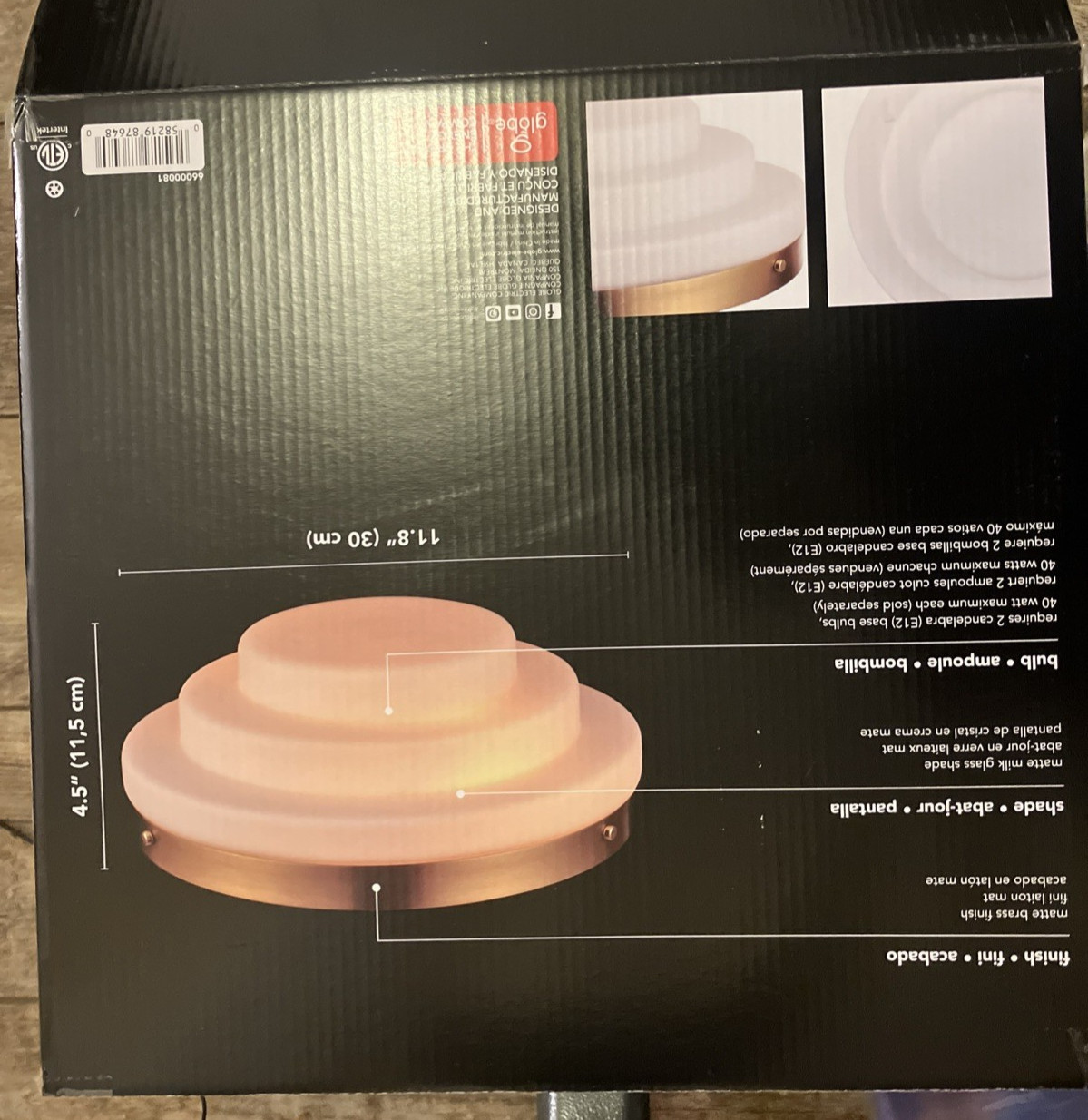 G E Devo 11.81 2-Lt Matte Brass Flush Mount Ceiling Light w/ Milk Glass Shade