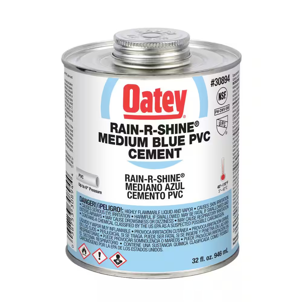 Rain-R-Shine 16 Oz. Medium Blue PVC Cement