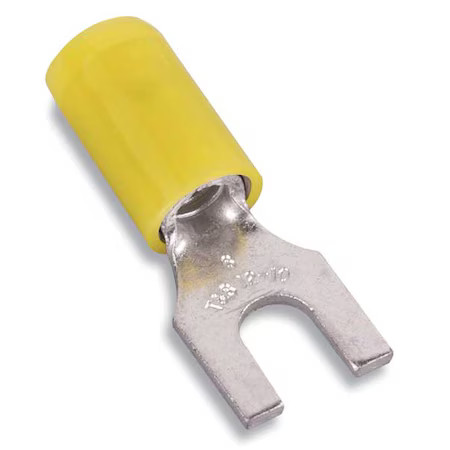 Sta-Kon 10Rc-10F Fork Terminal, #10 Stud Size, 10 Awg, 600 V, Vinyl Insulated,