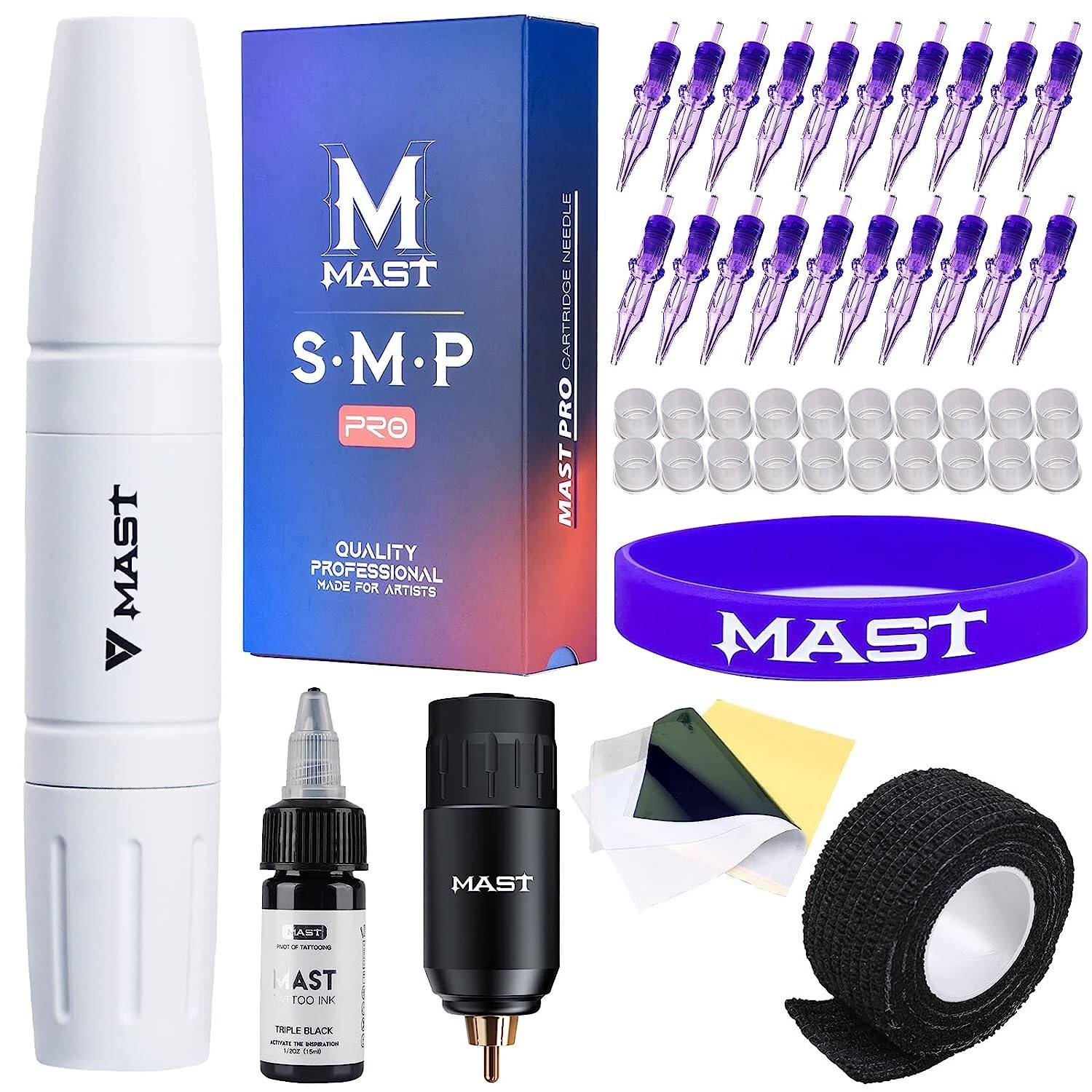 Mast Tattoo Kit Magi Wireless Tattoo Pen Battery Power Supply Cartridges Needles
