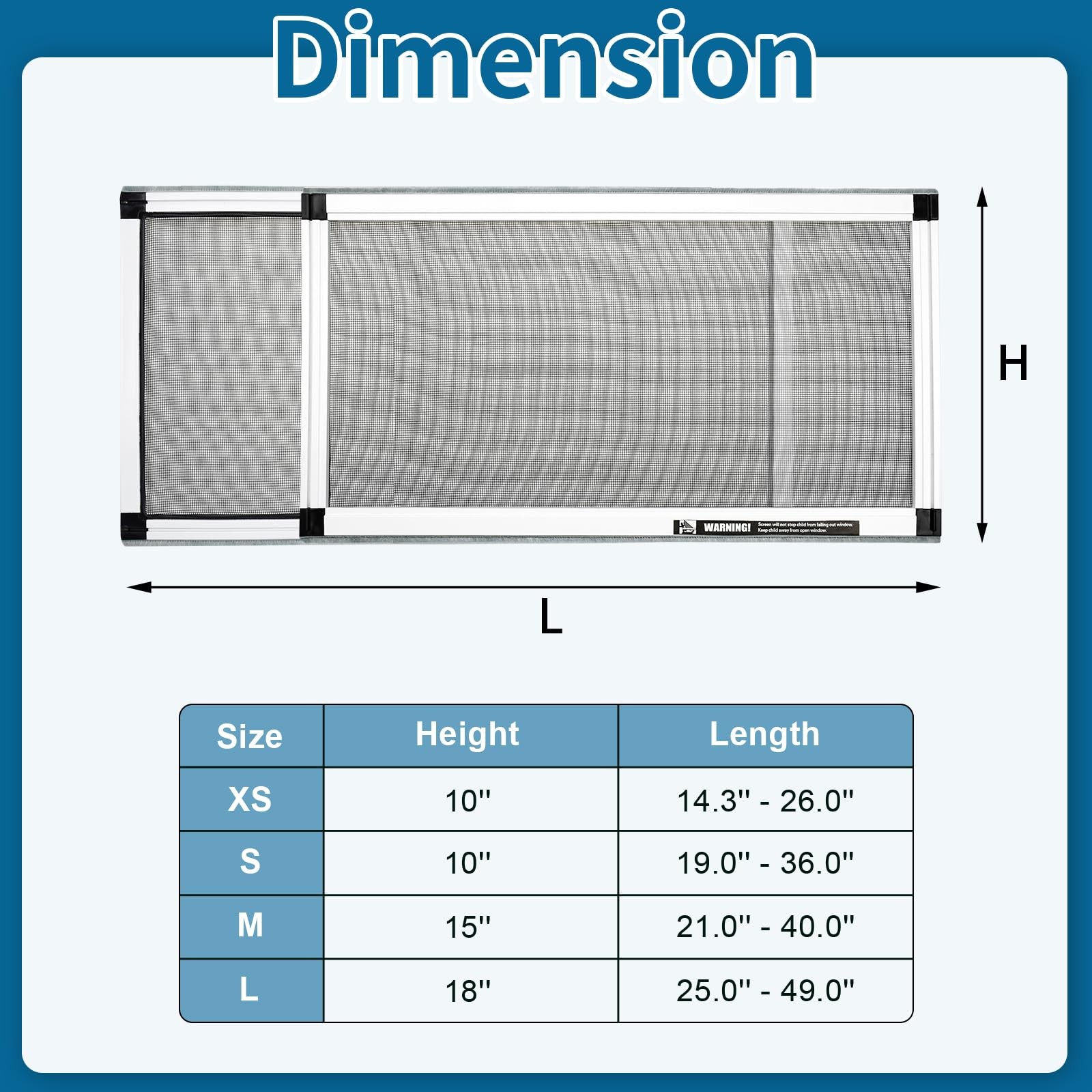 Yoochee Expandable Window Screen, 2 Pack 2 Packs【15″ H x 21″ – 40″ W】, White