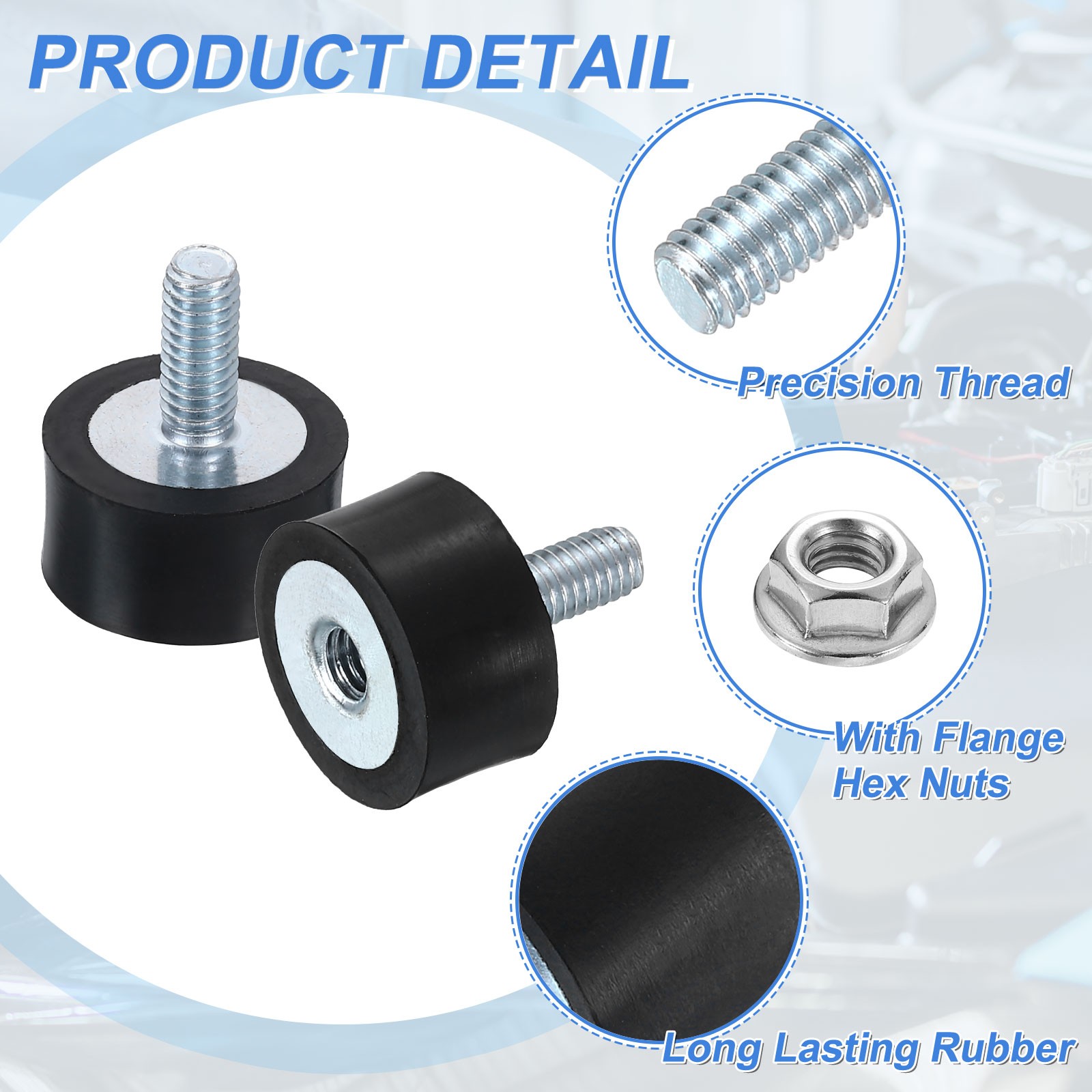 8Pcs M4x10mm Rubber Mounts, 15x8mm(DxH) Rubber Shock Absorber Mount with Nuts