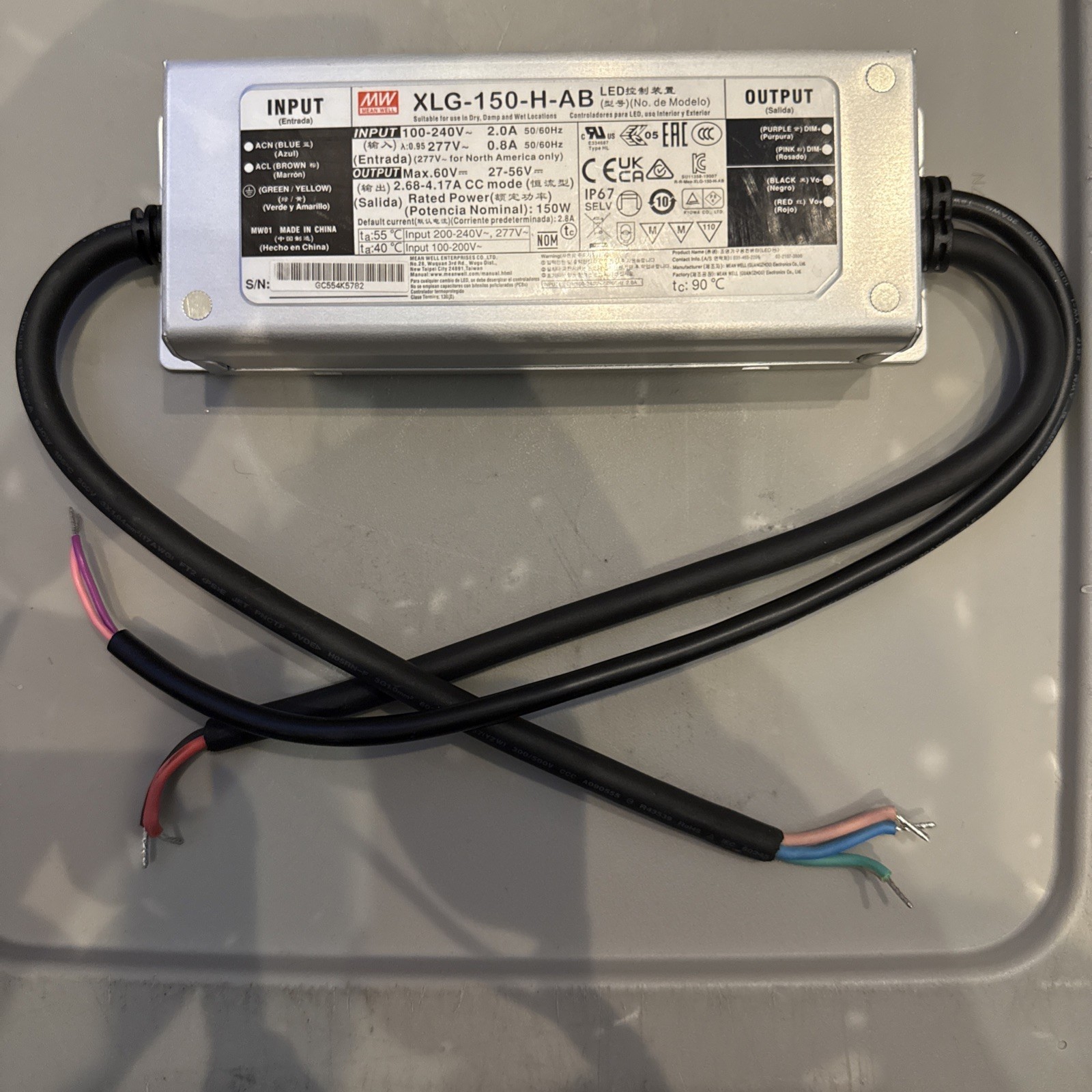 Mean Well XLG-150-M-AB Constant Power Mode LED Driver – 0.7 to 2.1A – Current…