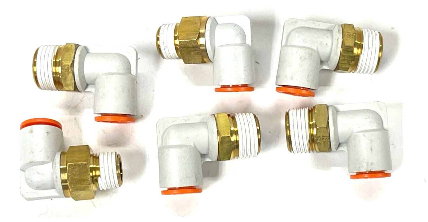 SMC CORP. 90° UNION ELBOW 3/8″ PUSH TO CONNECT *LOT OF 6* KQ2L11-34AS