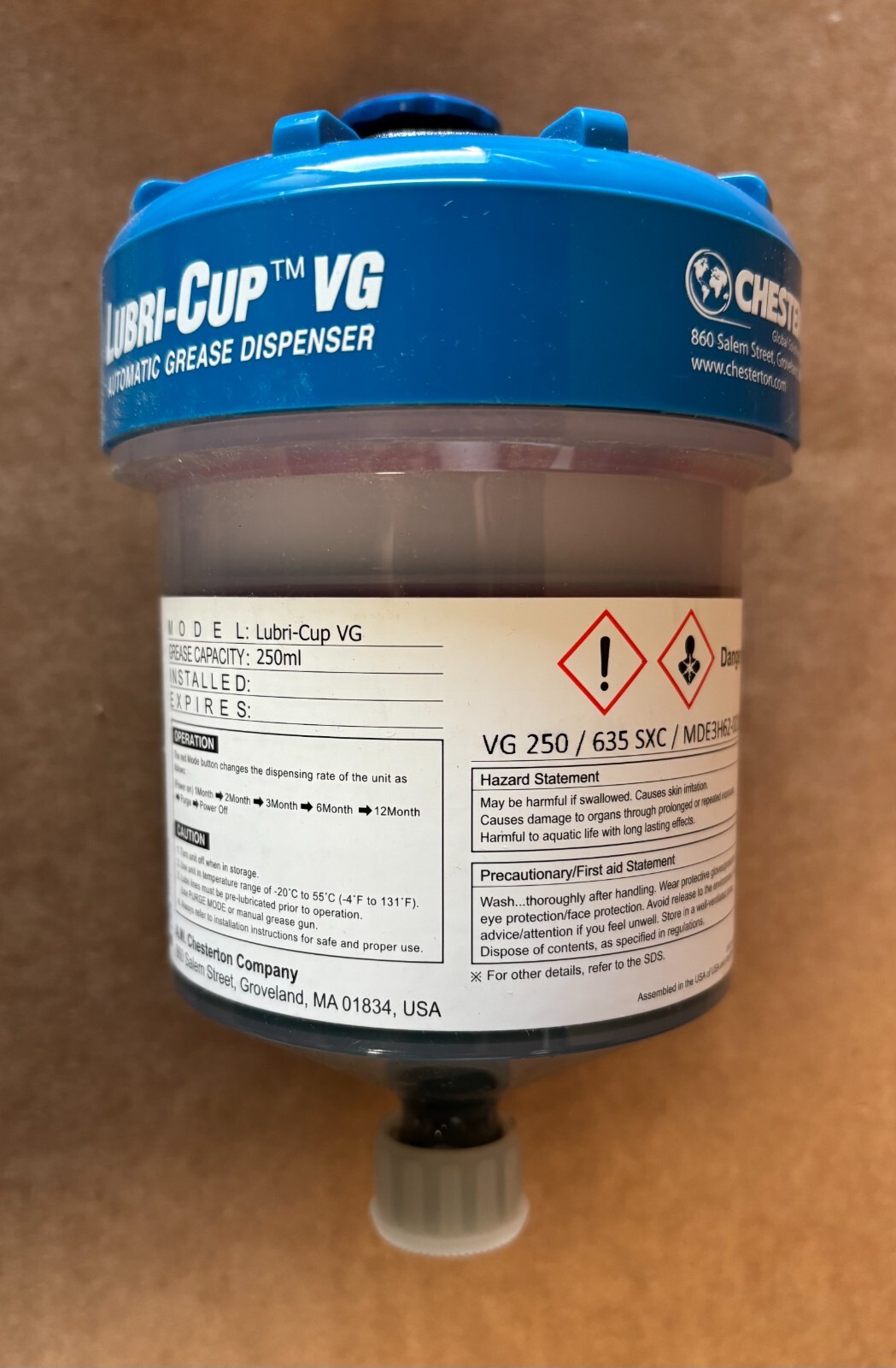 CHESTERTON #084383 LUBRI-CUP VG 250 ML SXC 635 GREASE (1 CASE OF 10 EA)