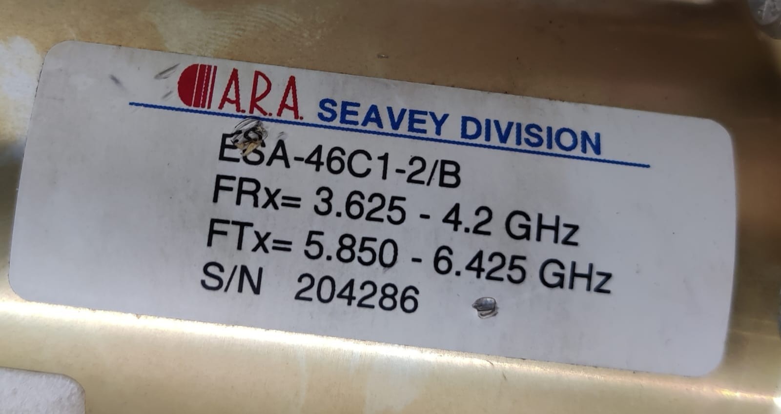 A.R.A SEAVEY DIVISION ESA-46C1-2/B, A1 MICROWAVE PB1446 WB #1