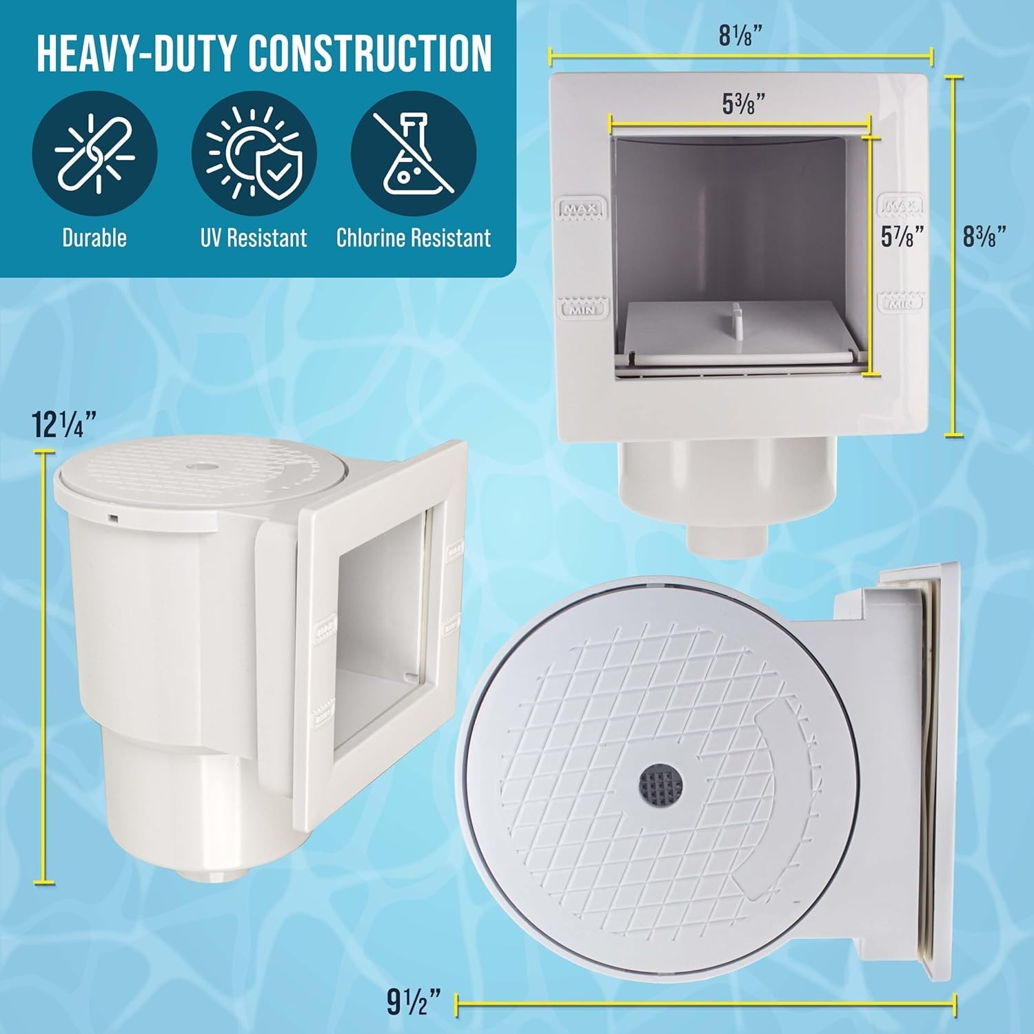 Standard Thru-Wall above Ground Pool Skimmer Kit – ABS Construction, Complete Un