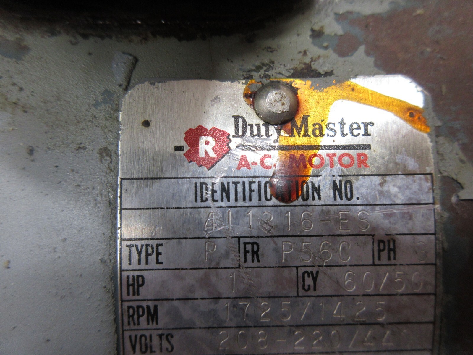DUTY MASTER AC OIL MOTOR 411316 4I1316-ES TYPE P FR P56C BARNES PUMP 3213 5010