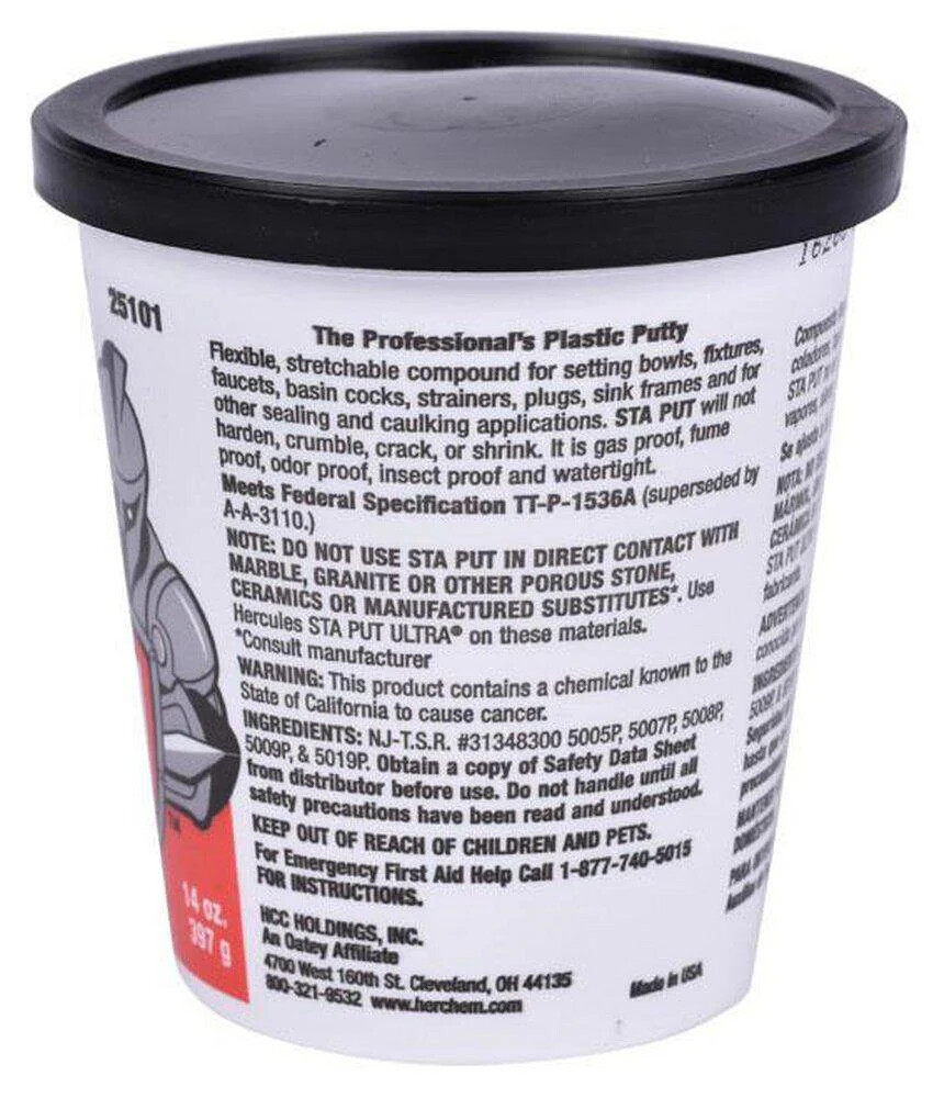 Hercules 25101 Sta Put 14 oz Plumber’s Putty Replacement MPN