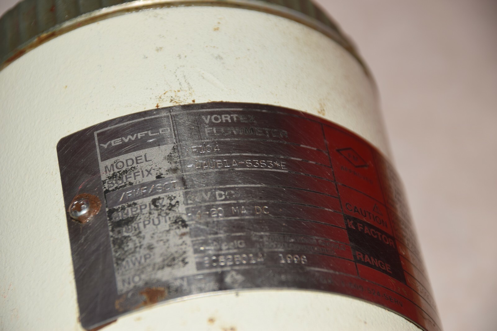 YOKOGAWA YEWFLO YF104-AAUB1A-5353*E USG 24VDC 0-21000.00 VORTEX FLOWMETER