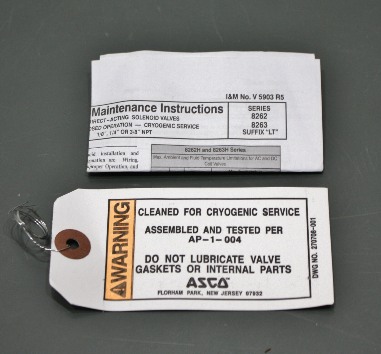PARTIAL – ASCO Rebuild Kit 304063, for Solenoid Valve 8263G205LT & 8263G206LT