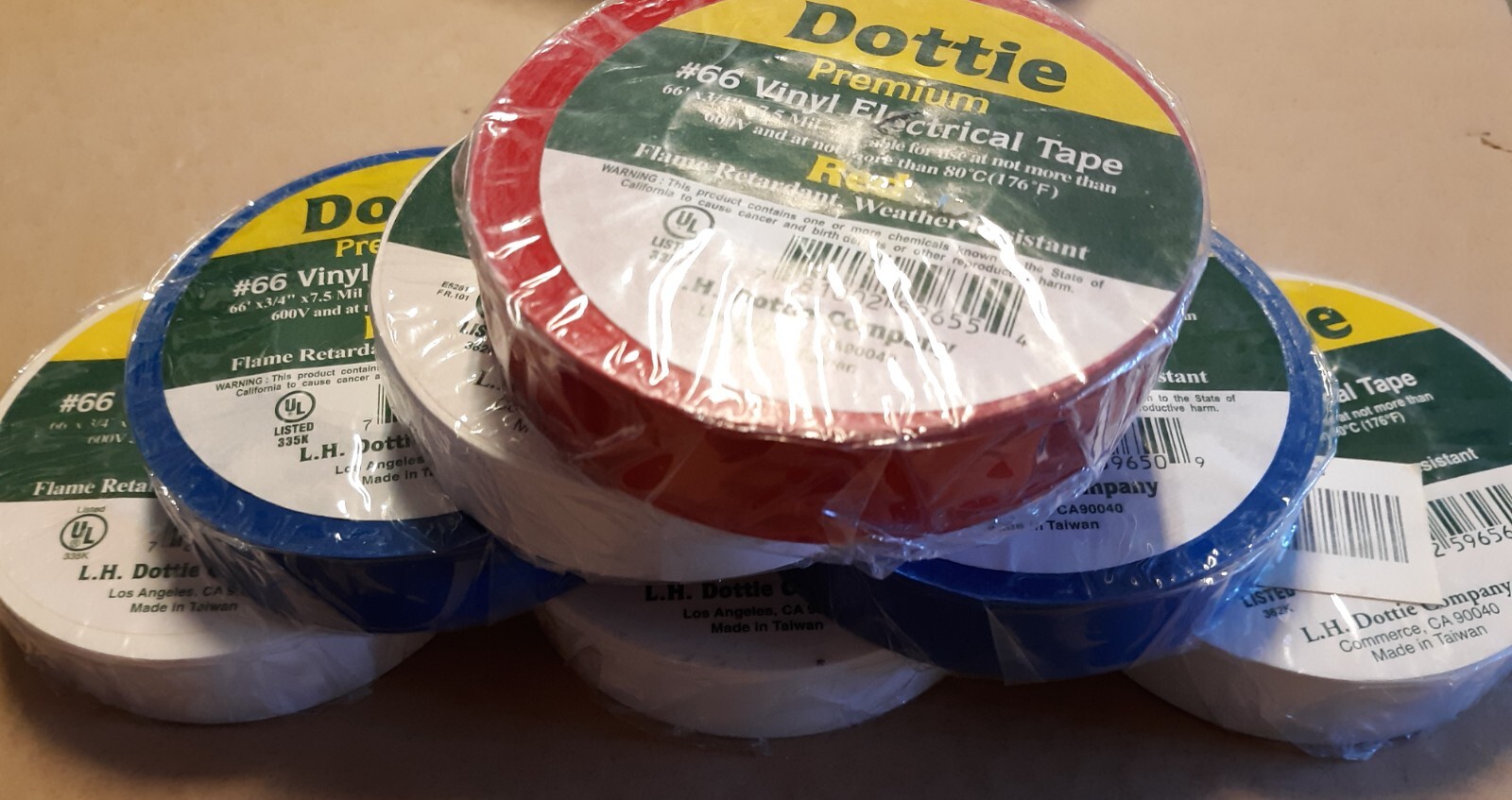 Dottie 7LOT Premium Vinyl Dottie #66 Electrical Tape (7PK/NOS)