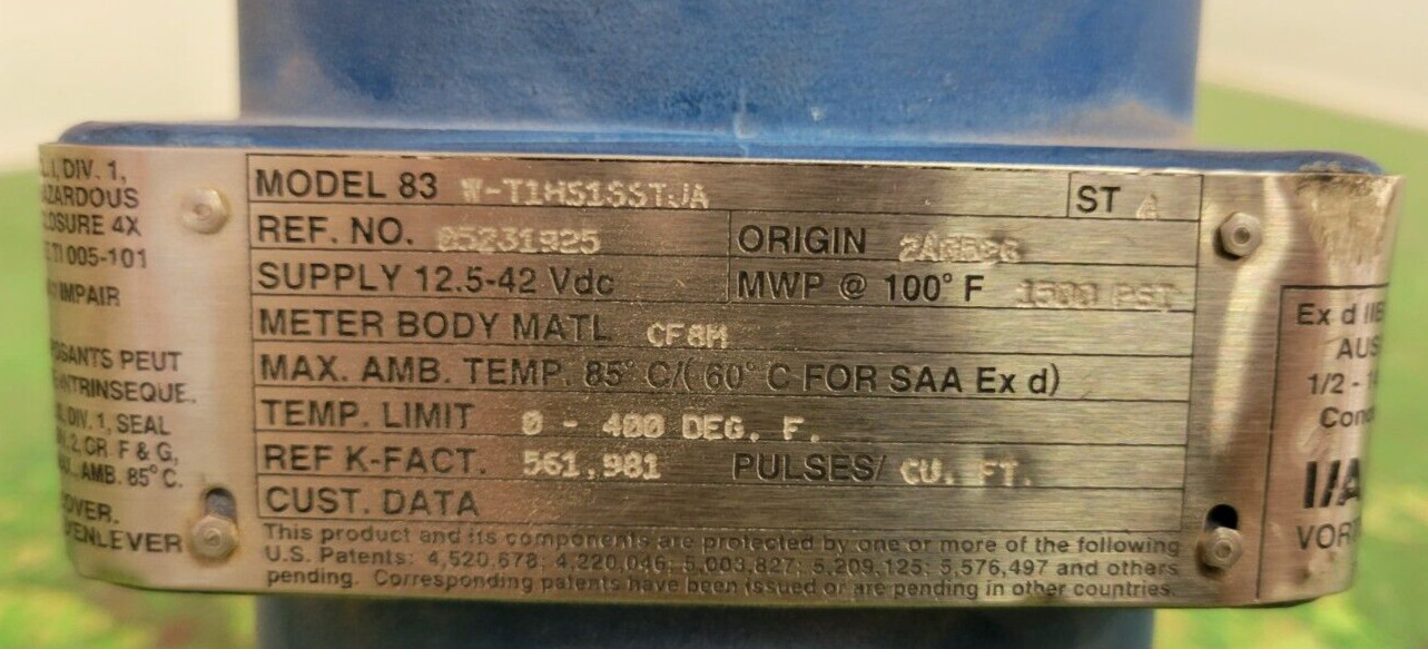 ⚡FOXBORO I/A SERIES, 83 VORTEX 1″ FLOWMETER PESSCO IS OFFERING 1 G100623-1 🗽