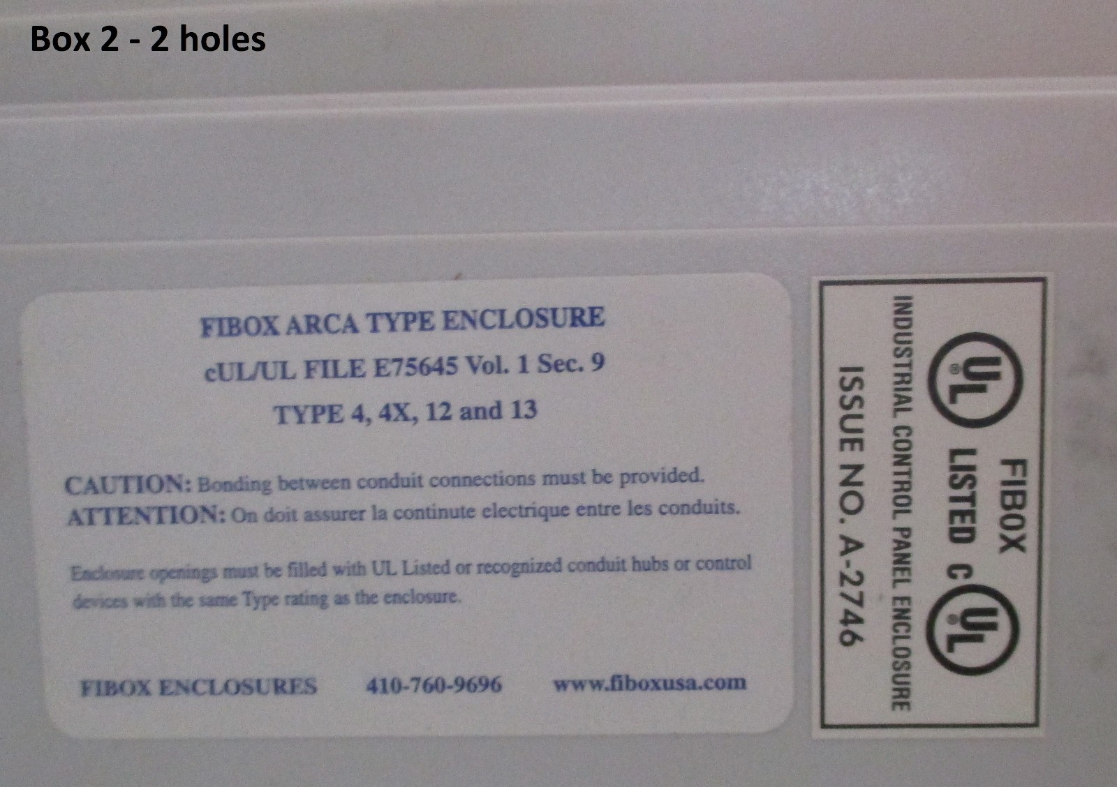 FIBOX ARCA UL Enclosure A-2746 Hinged Opaque NEMA, 10 x 12 x 6, 305 x 254 x 152